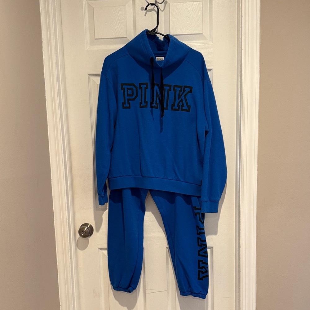 PINK Victoria's Secret Blue Sweatshirt and Sweatpants Set